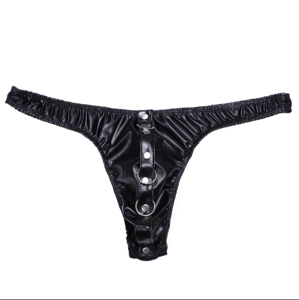 Faux-Lather Low Rise Thongs